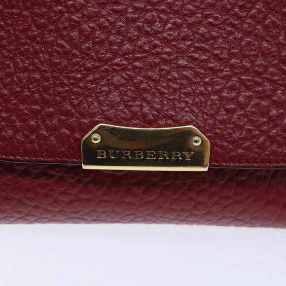 BURBERRY Shoulder Bag Leather Red Gold Auth - Picture 8 of 16